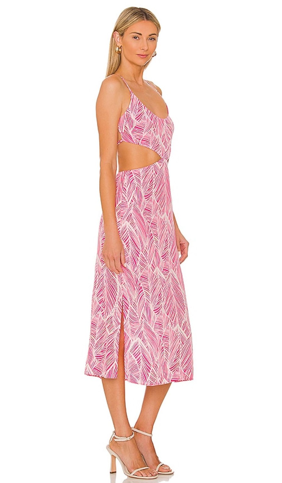 Clothes Lovers and Friends | Makena Midi Dress Fuchsia Leaf Print
