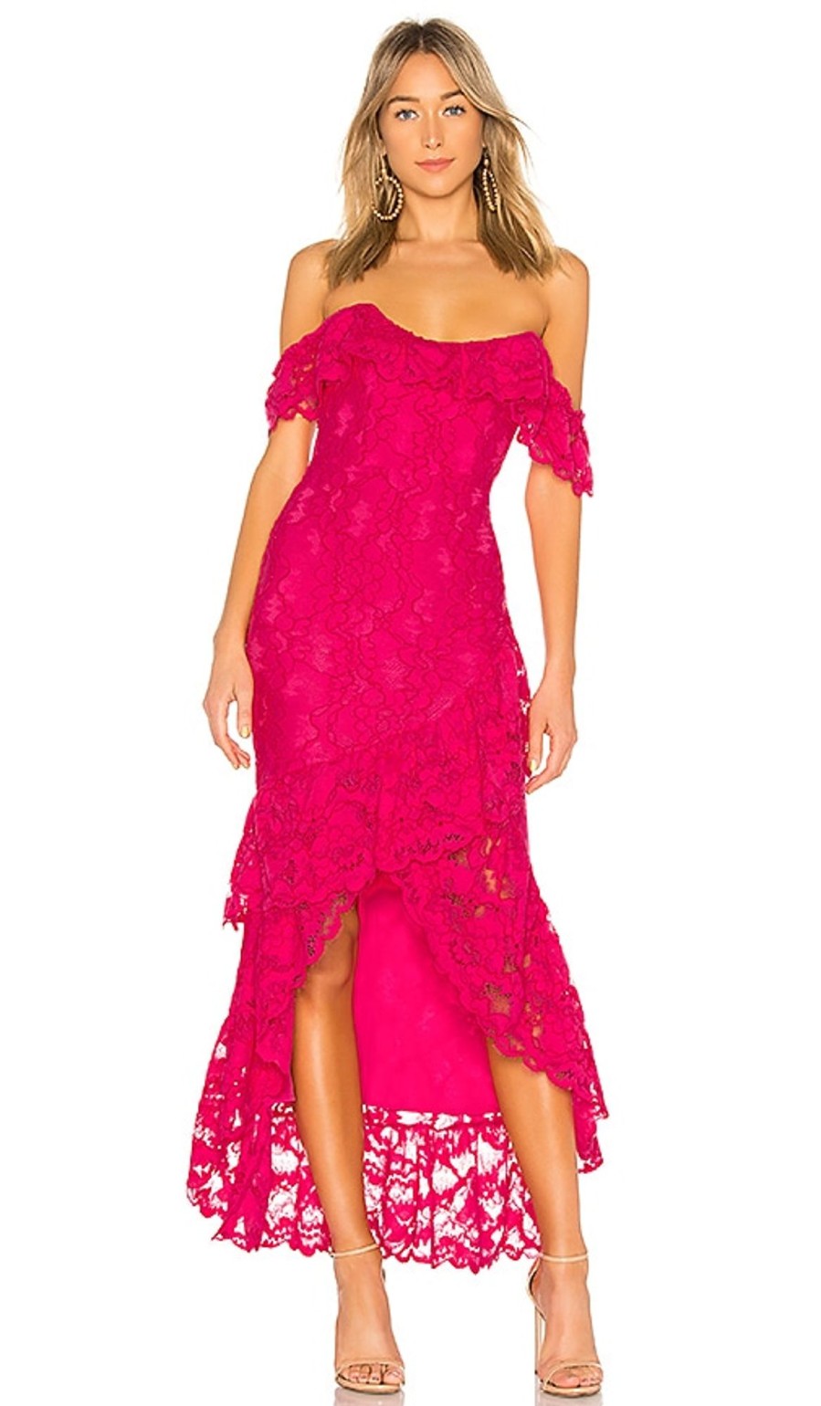 Clothes Lovers and Friends | Rosewater Lace Gown Hot Pink