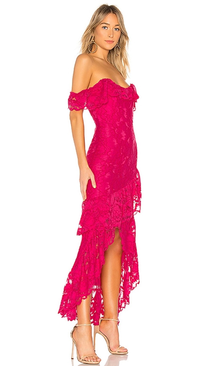 Clothes Lovers and Friends | Rosewater Lace Gown Hot Pink