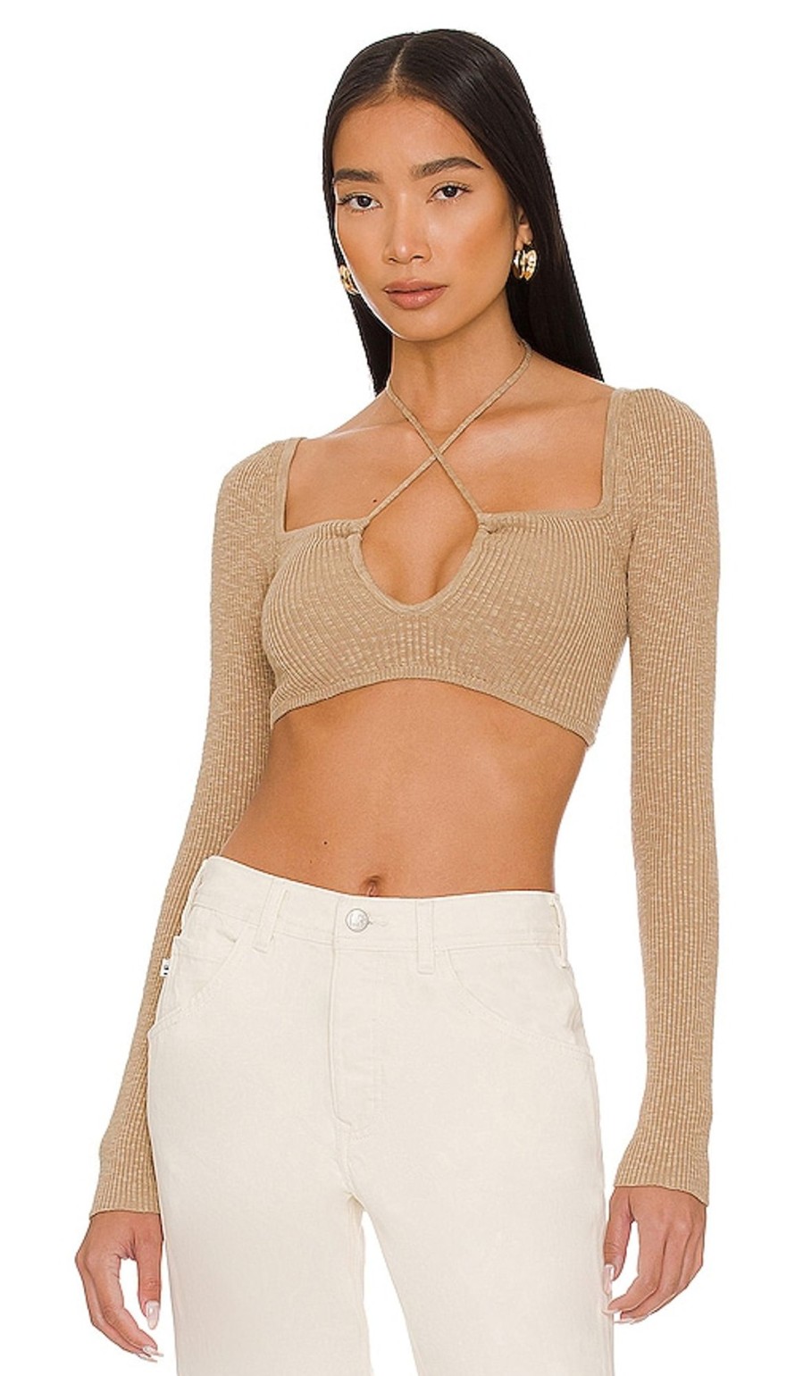 Clothes Lovers and Friends | Maddix Halter Keyhole Top Taupe